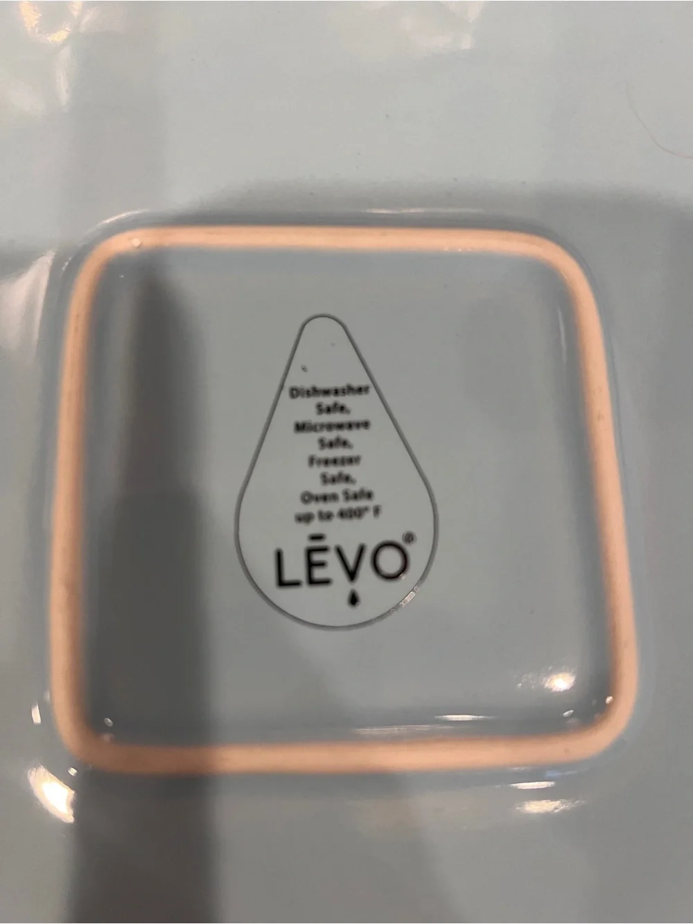 LEVO Ceramic Baking Dish with Colorful Swirl Insert 8x8 Like New Condition